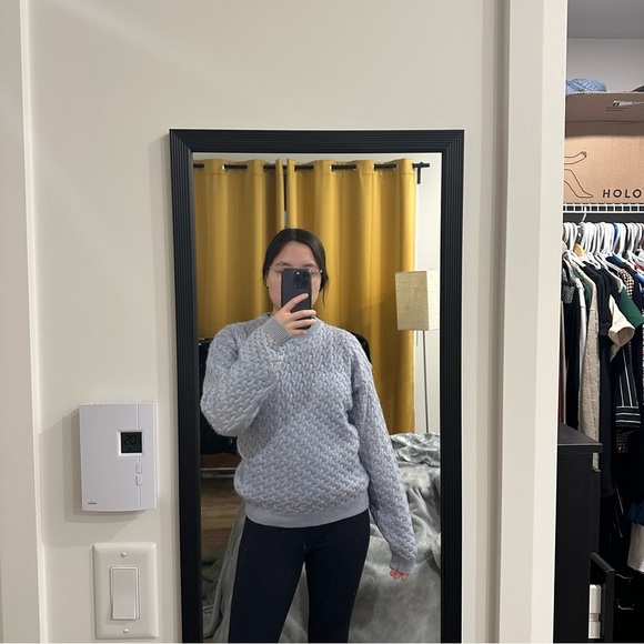 M.A.T | vintage periwinkle cable knit sweater womens medium wool acrylic cozy - Picture 6 of 6